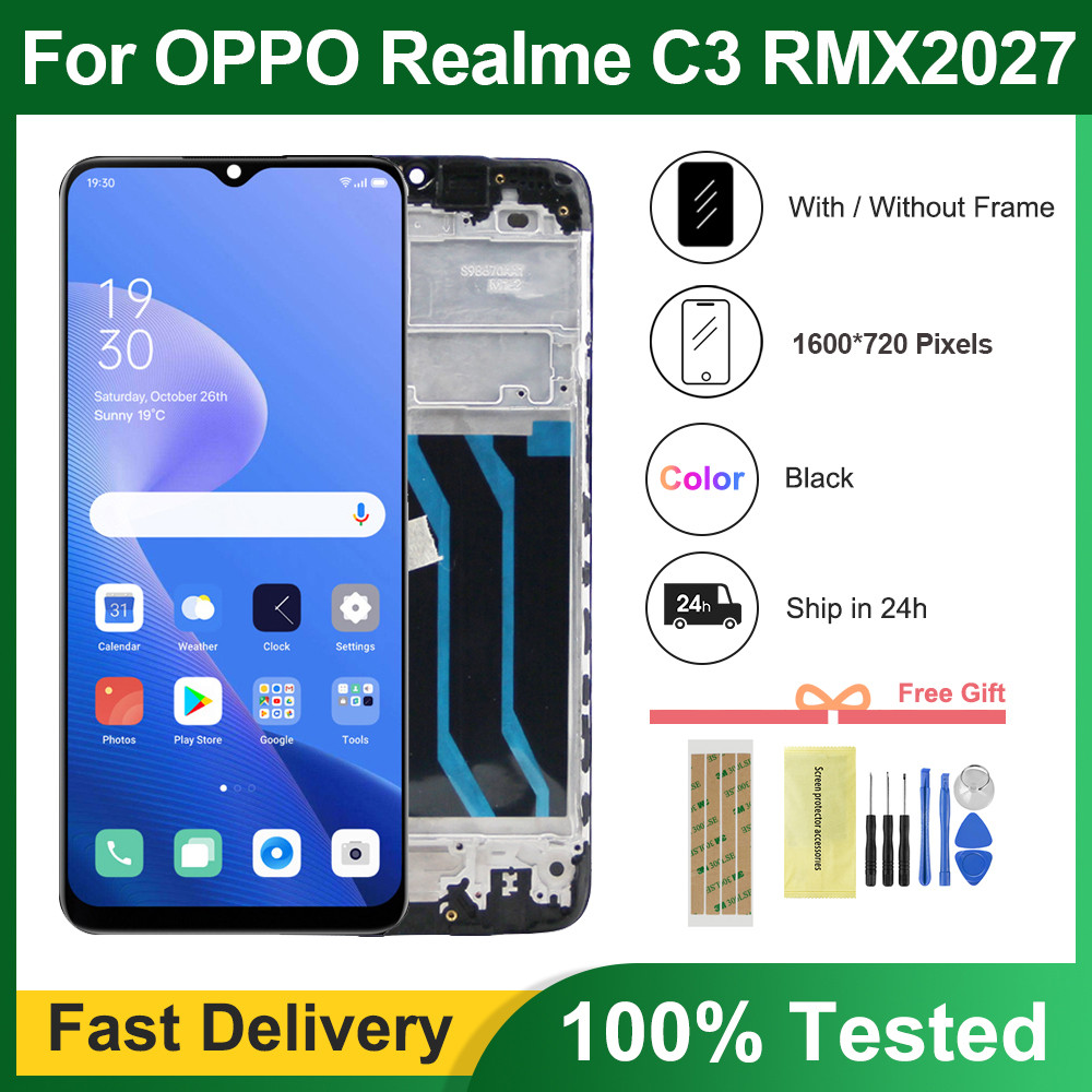 6.5'' LCD For Realme C3 RMX2027 RMX2021 RMX2020 LCD Display With Frame Digitizer Touch Screen For OP