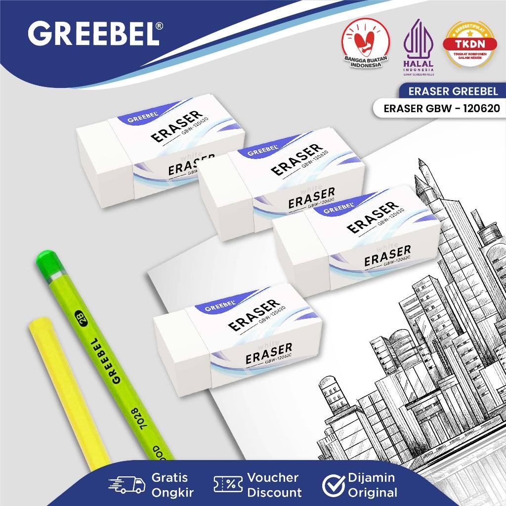 

GREEBEL Penghapus Putih / Eraser White Gbb 120620 (PCS) / Kerajaan Alat Tulis