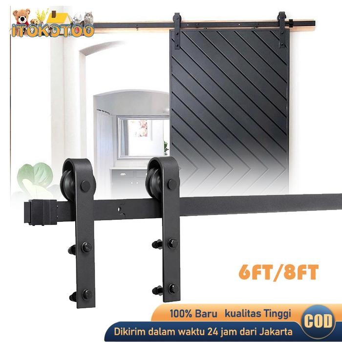 Fixco- 6FT/8FT Rel Pintu Geser Industrial Barn Door Sliding Rel Pintu Sleding
