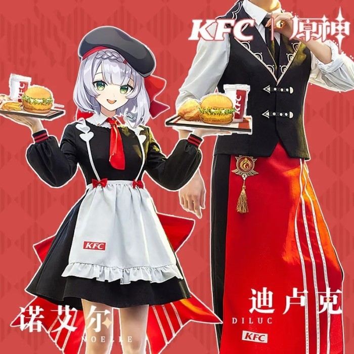 Game Genshin Impact KFC Cooperation Noelle Diluc Cosplay Costume
