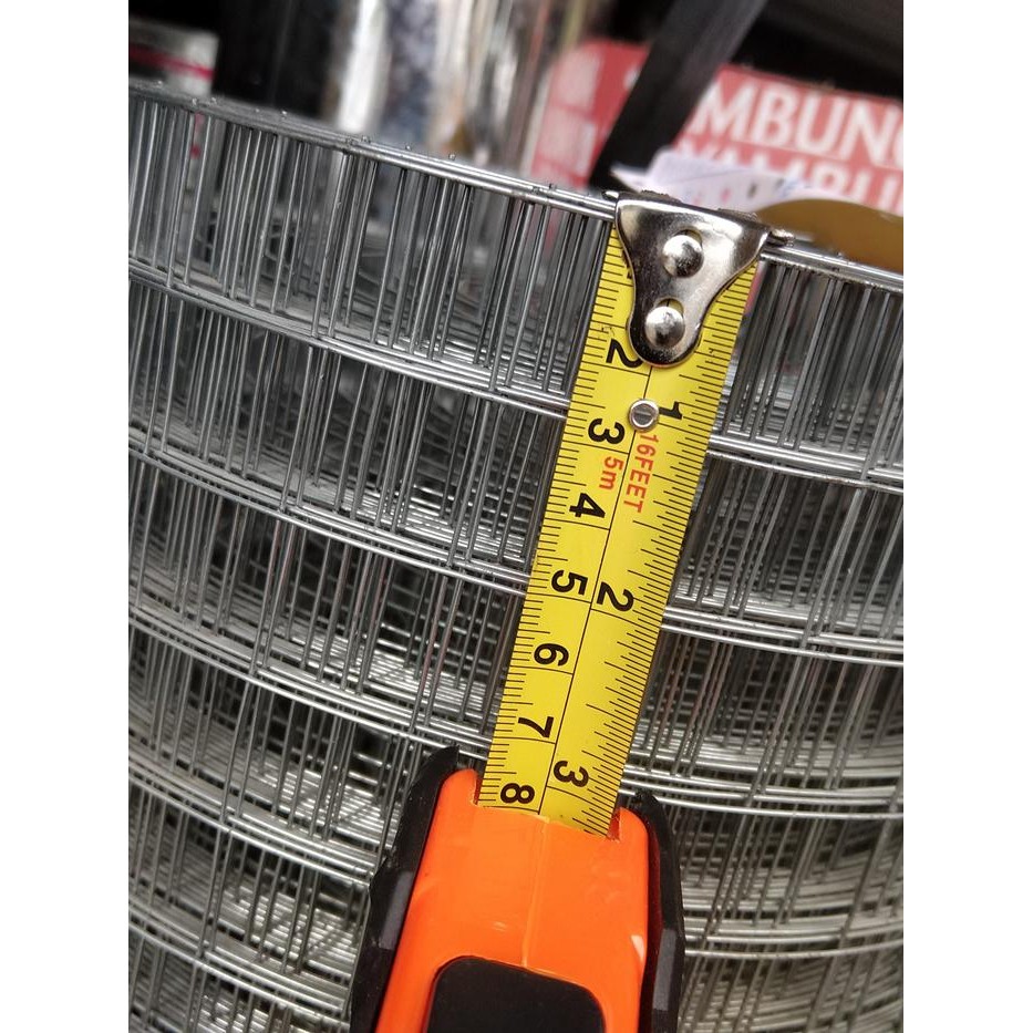 Fixco- Ram Kawat Loket Galvanis Chrome Kotak 1" Per 1 Mtr Lebar 90 cm