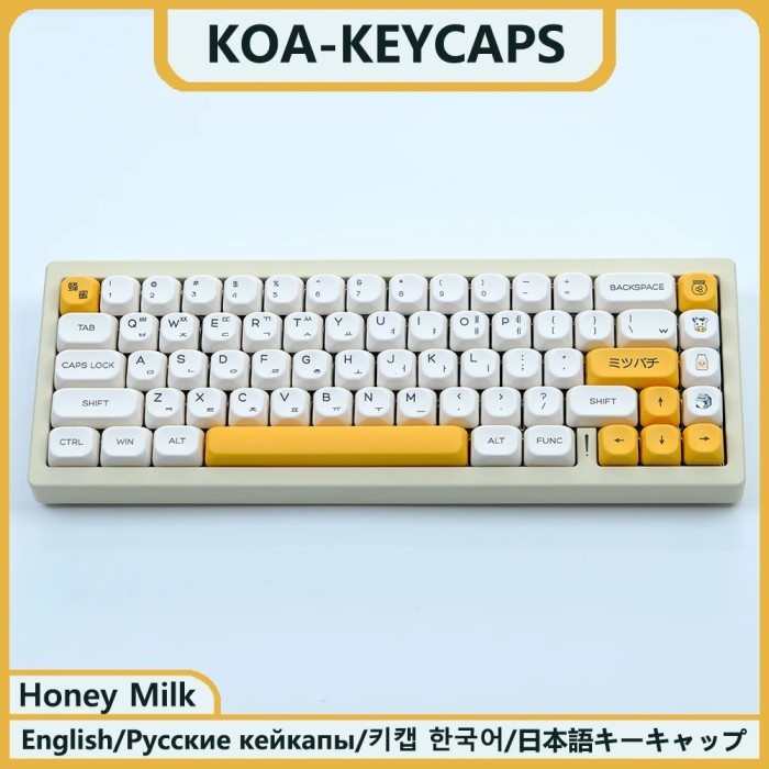 KBDiy Korean PBT Honey Milk Keycaps for Mechanical Keyboards MAC KOA