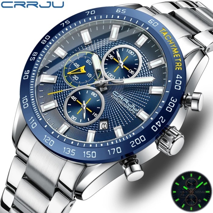 CRRJU Men Watch 2022 Fashion Sports Chronograph Wristwatches