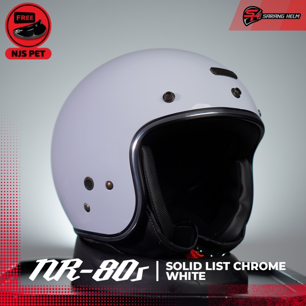 NJS NR80's Solid List Chrome - Helm Retro Helm NJS NJS Retro Retro NJS NR80S NR80S POLOS NJS Bogo