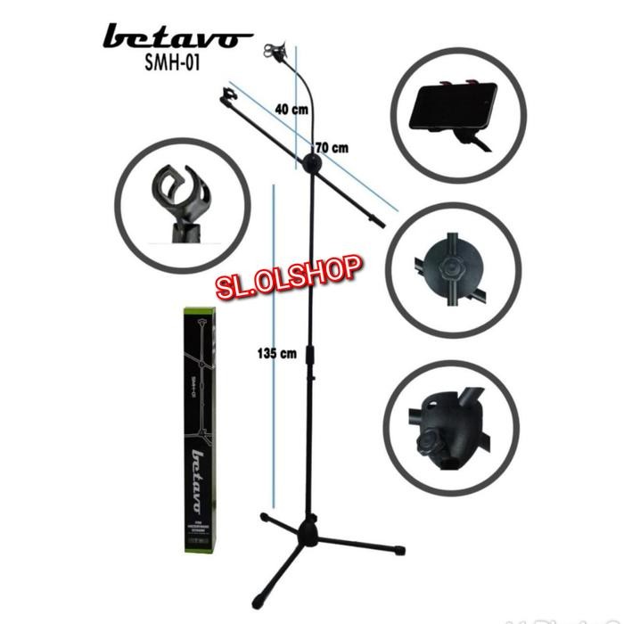 STAND MIC HP TINGGI+PHONE HOLDER HP STANDING HP MIC BETAVO SMH~01