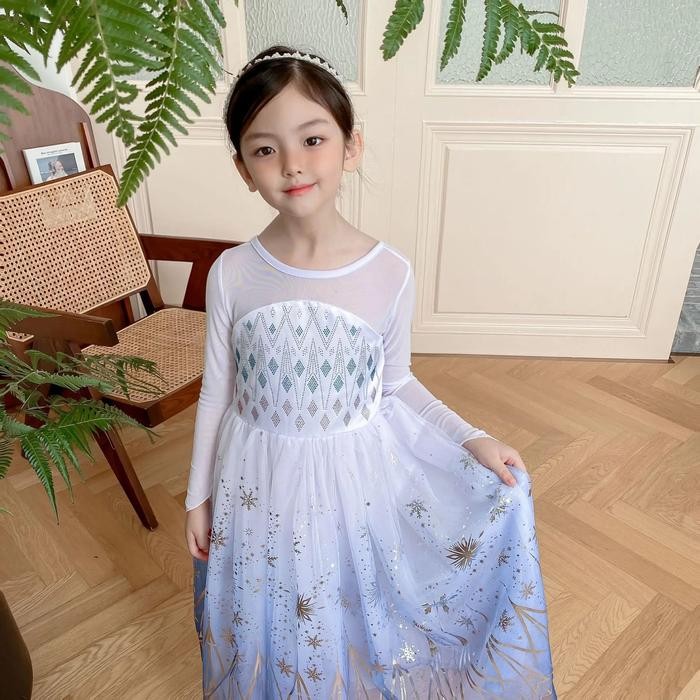 Kostum Elsa Anak Perempuan Ungu Gradasi Fashion Costume Baju