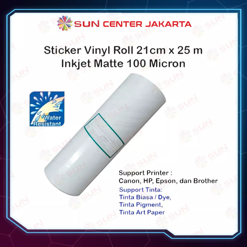 

SUN Sticker Vinyl Roll Inkjet A4 21 cm x 25 m 100 micron e, Glossy, Transparant Non Wateroof