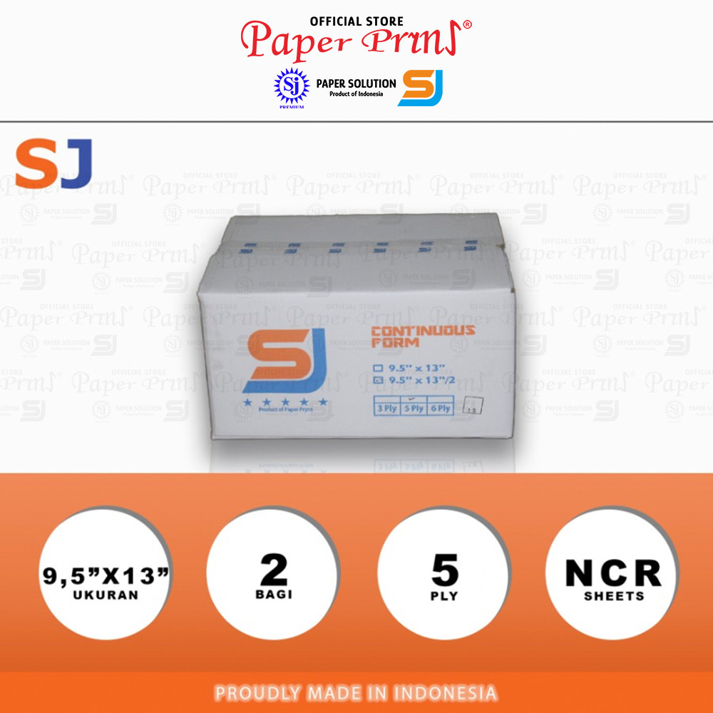 

SJ Orange Kertas Continuous Form 5PLY NCR Folio 9,5" X 13"/2 (Bagi 2)
