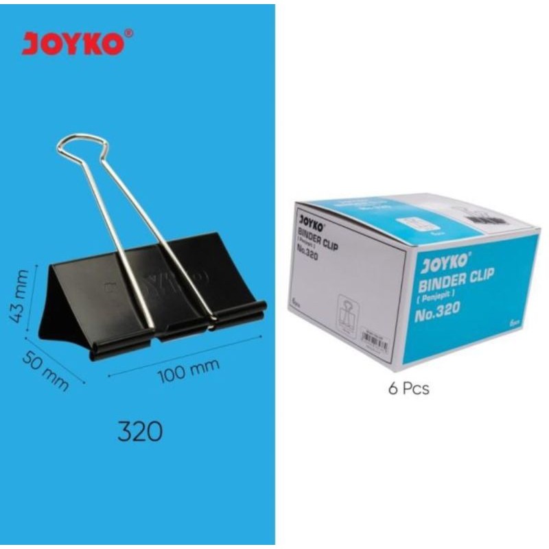 

binder klip kertas joyko no.320 100mm jumbo
