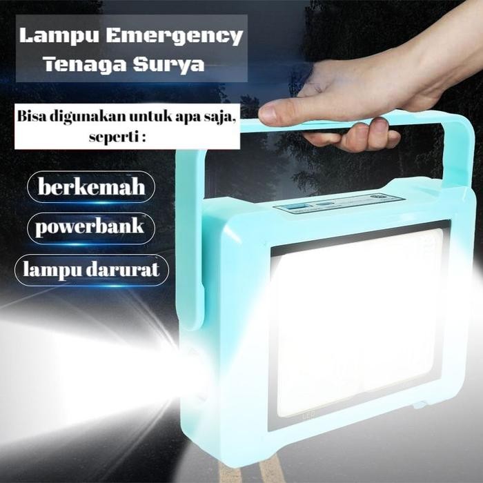 PREMIUM Lampu Darurat Tenaga Surya 3 In 1 Lampu Emergency Lampu Powerbank Saklar Senter