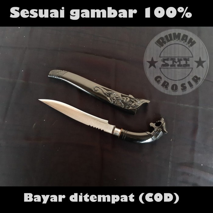 PREMIUM Pisau Sembelih Ukir Macan Hitam Baja Per Keren