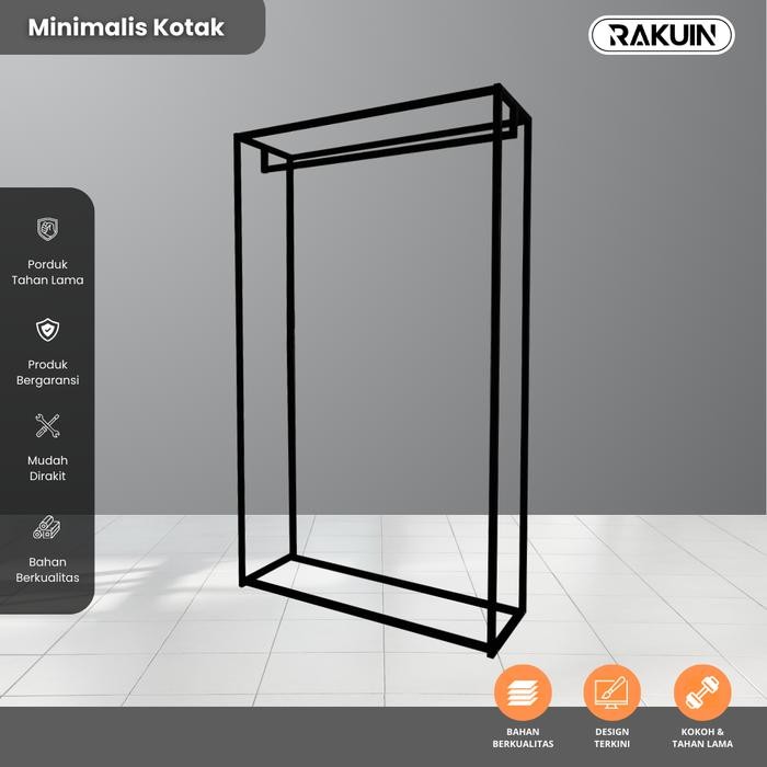 RAK MINIMALIS KOTAK GOLD - gawang baju besi gantungan baju murah RAKU