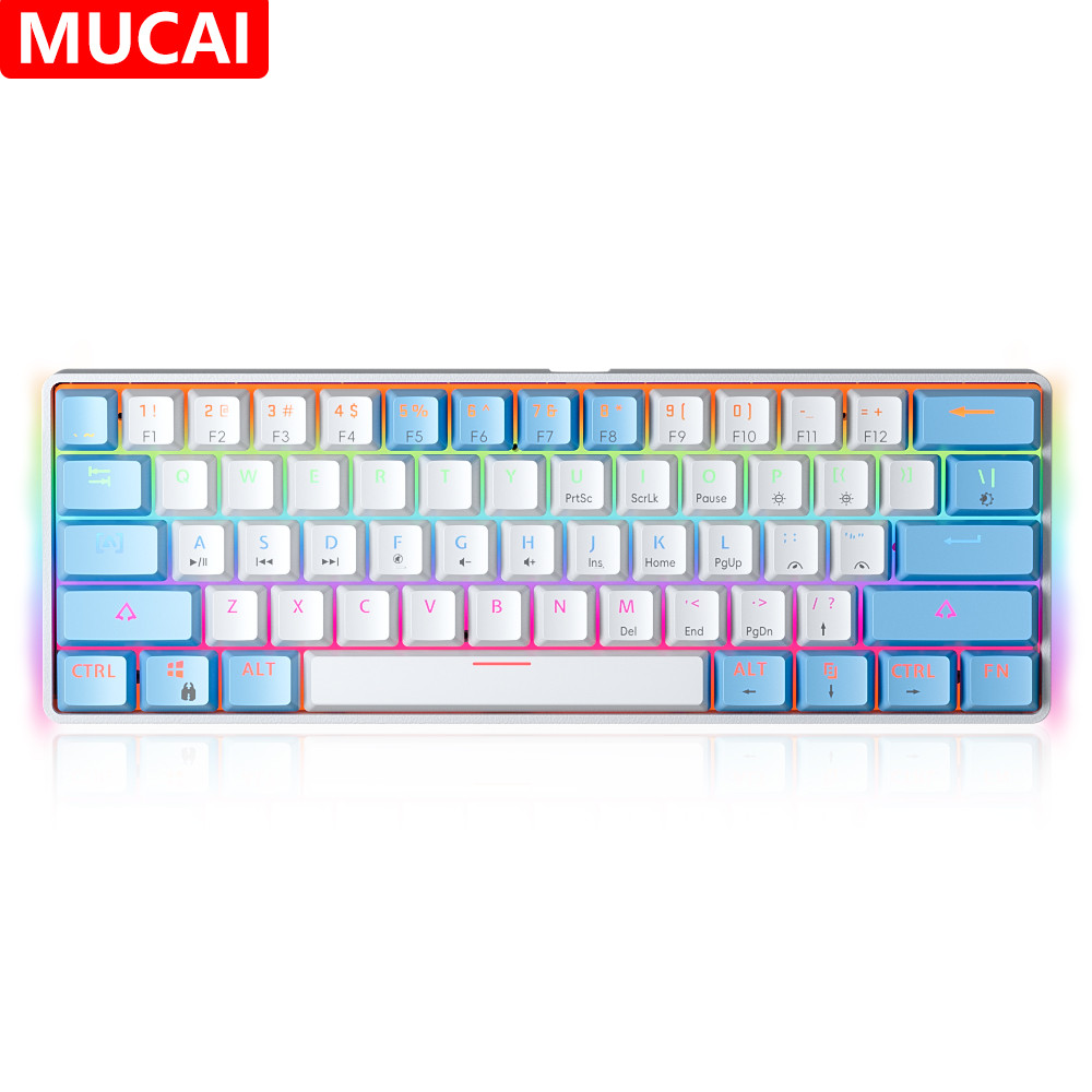 Mucai Mk61 Usb Gaming Mechanical Keyboard Red Switch 61 Keys Wired Detachable Cable Rgb Backlit Hot