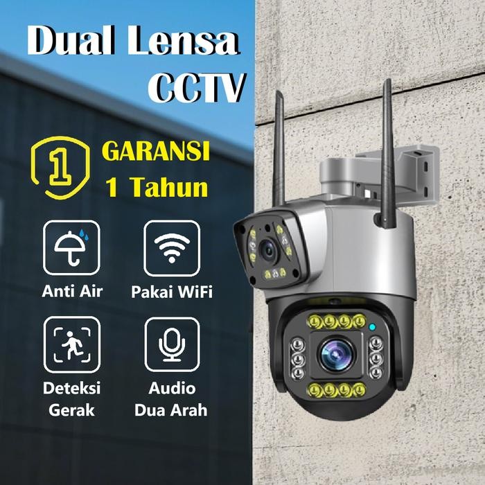 [Mata CCTV]V380 Pro Dual Lensa CCTV Outdoor SC02 Kamera Pengawasan Rumah Pakai WiFi Anti Air Motion