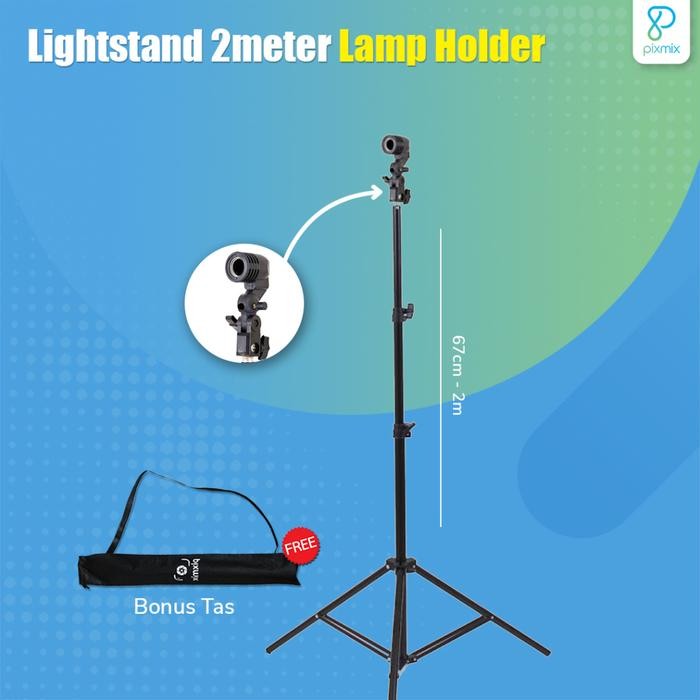 Tripod / Light Stand dengan Lamp Holder E27 Perlengkapan Studio Foto