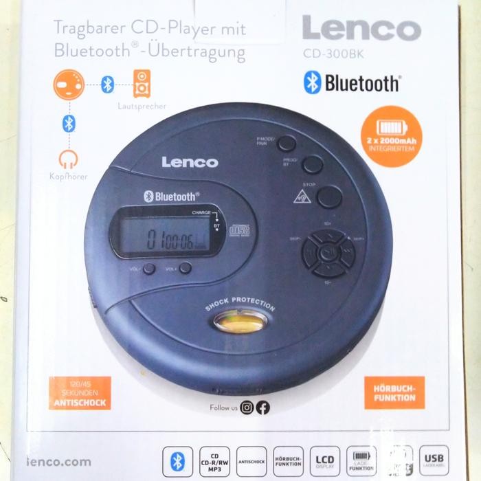 Discman/ Portable Cd Player Lenco CD 300 BK