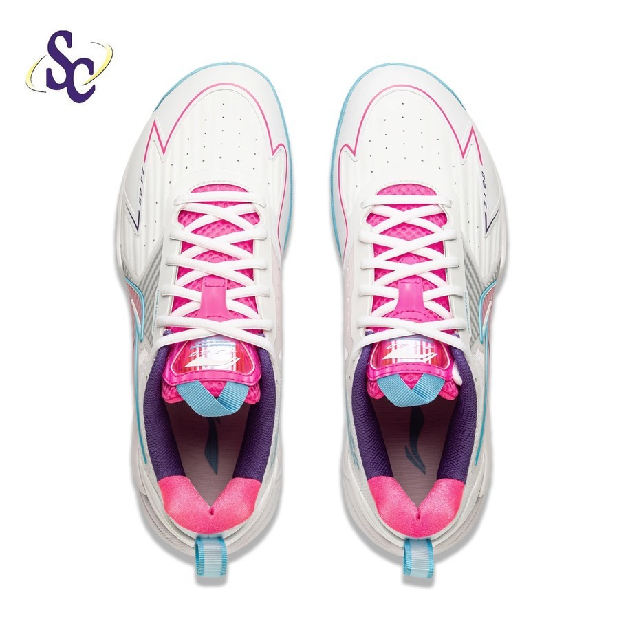 New Sepatu Badminton Lining Player Series Halberd 2.0 AYZU019 / AYZU019-2 White Pink Purple