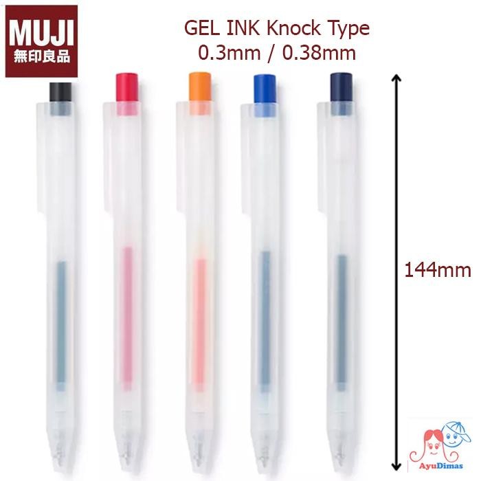 

Ready JT Muji 0.3 / 0.38mm Smooth Gel Ink BallPoint color Pen Knock Type - pulpen 0,3 / 0,38