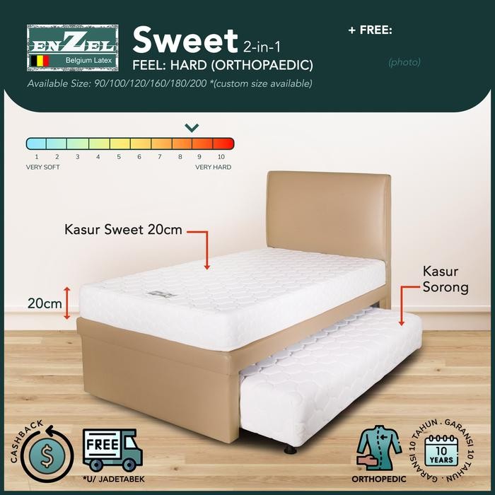 Set Kasur Sorong Latex Enzel Sweet 2 in 1 Uk.120x200cm