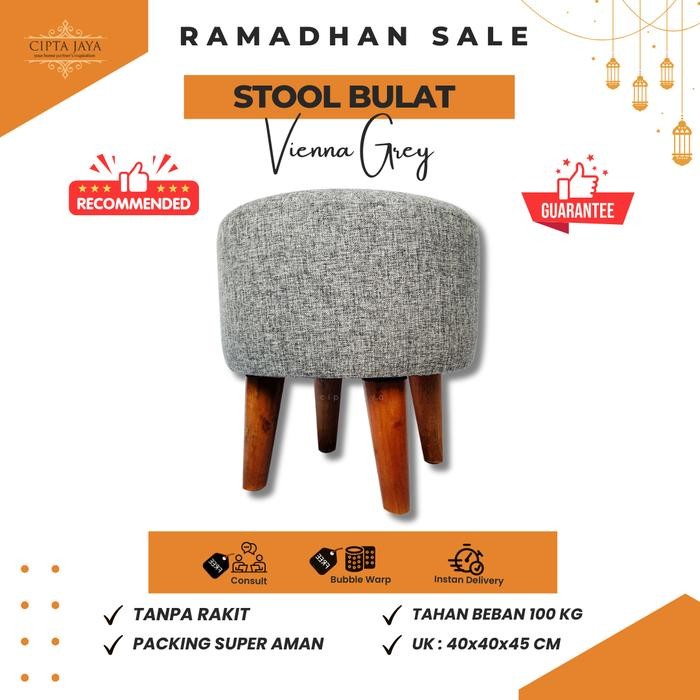 Terlaris Stool/ Kursi Sofa / Puff Bulat Stool 40 X 40Cm Vienna Abu