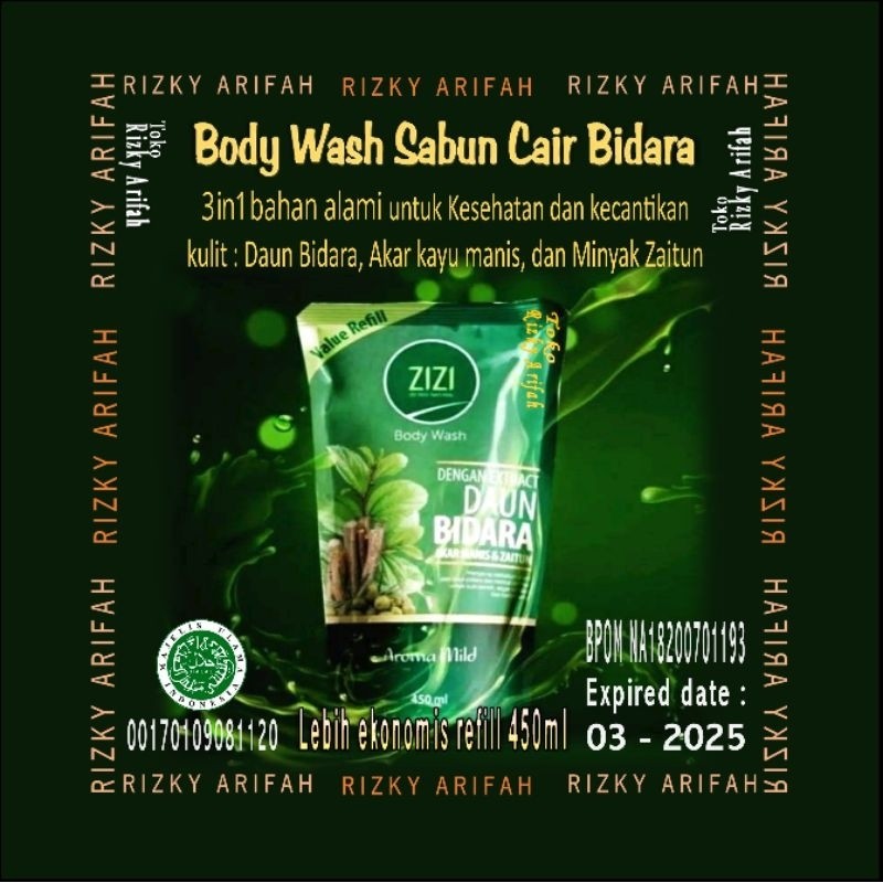 Ready selalu- SABUN MANDI CAIR ZIZI BODY WASH EKSTRAK DAUN BIDARA REFILL 450ML