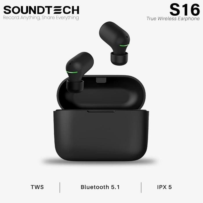 SOUNDTECH S16 TWS Wireless Earphone Bluetooth 5.1 Touch - Black