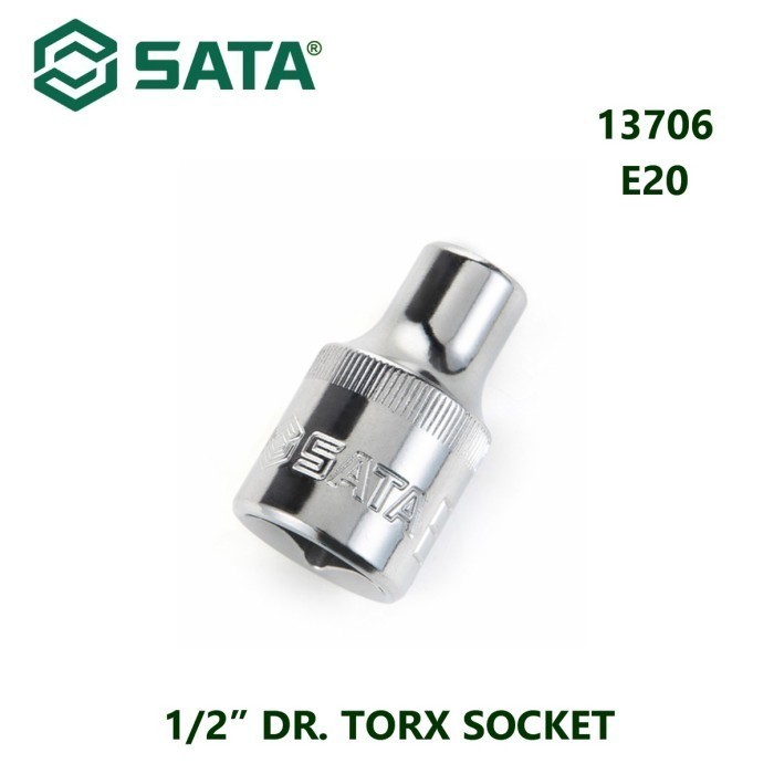 SATA 13706 Kunci Shock Mata Sok Bintang 1/2 Inch Dr. Torx Socket E20
