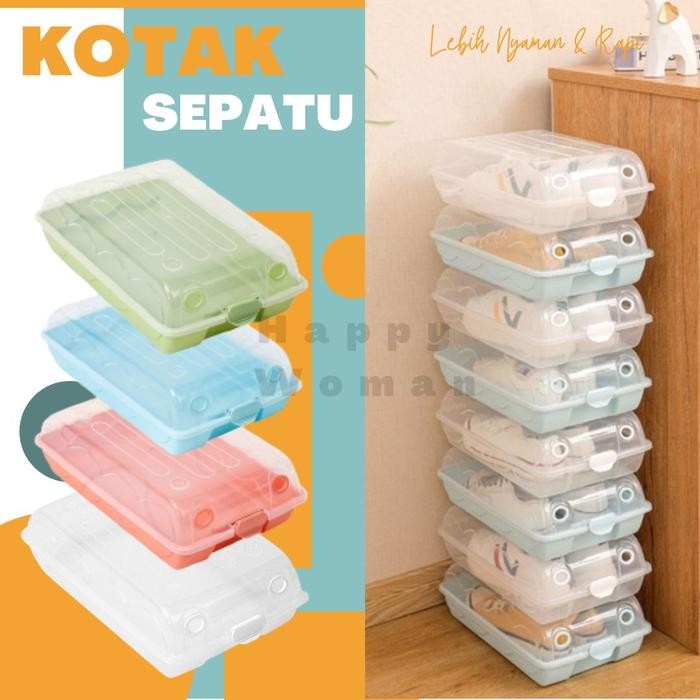 Kotak Sepatu Pria Murah Flip Buka Depan dengan Frame Plastik