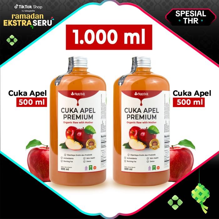 

Nutrivit - Cuka Apel Premium Organik 1000ml With Mother Free Sendok Cantik