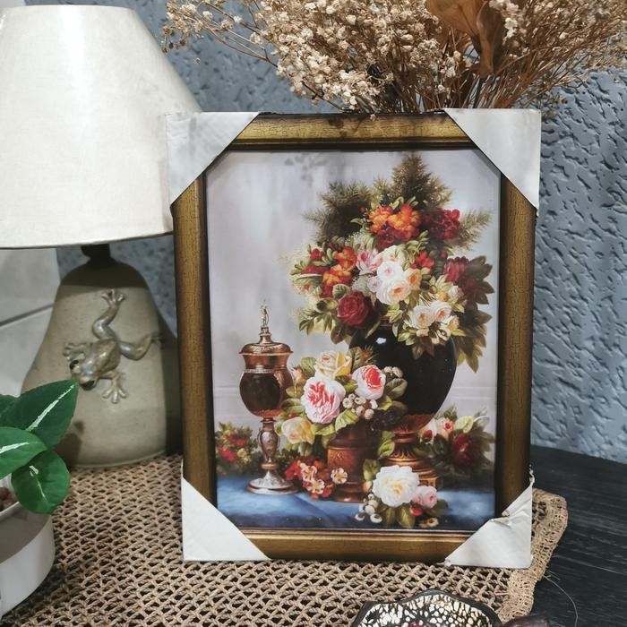 Terlaris Lukisan Dinding Klasik Bunga MINI PEONY ROSE Classic - SIAP GANTUNG B