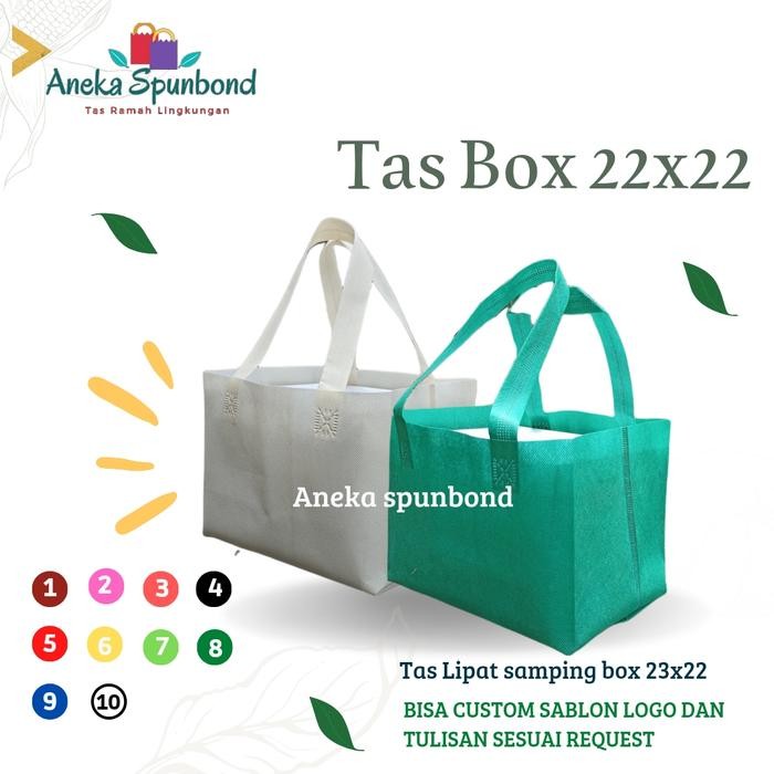 

Happy- tas spunbond box 22x22 / tas goodiebag Lusin ( isi 12 pcs)