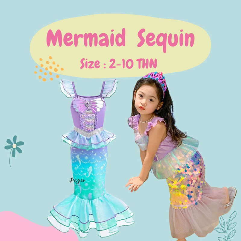 Mermaid Sequins Dress / Kostum Mermaid Anak Perempuan