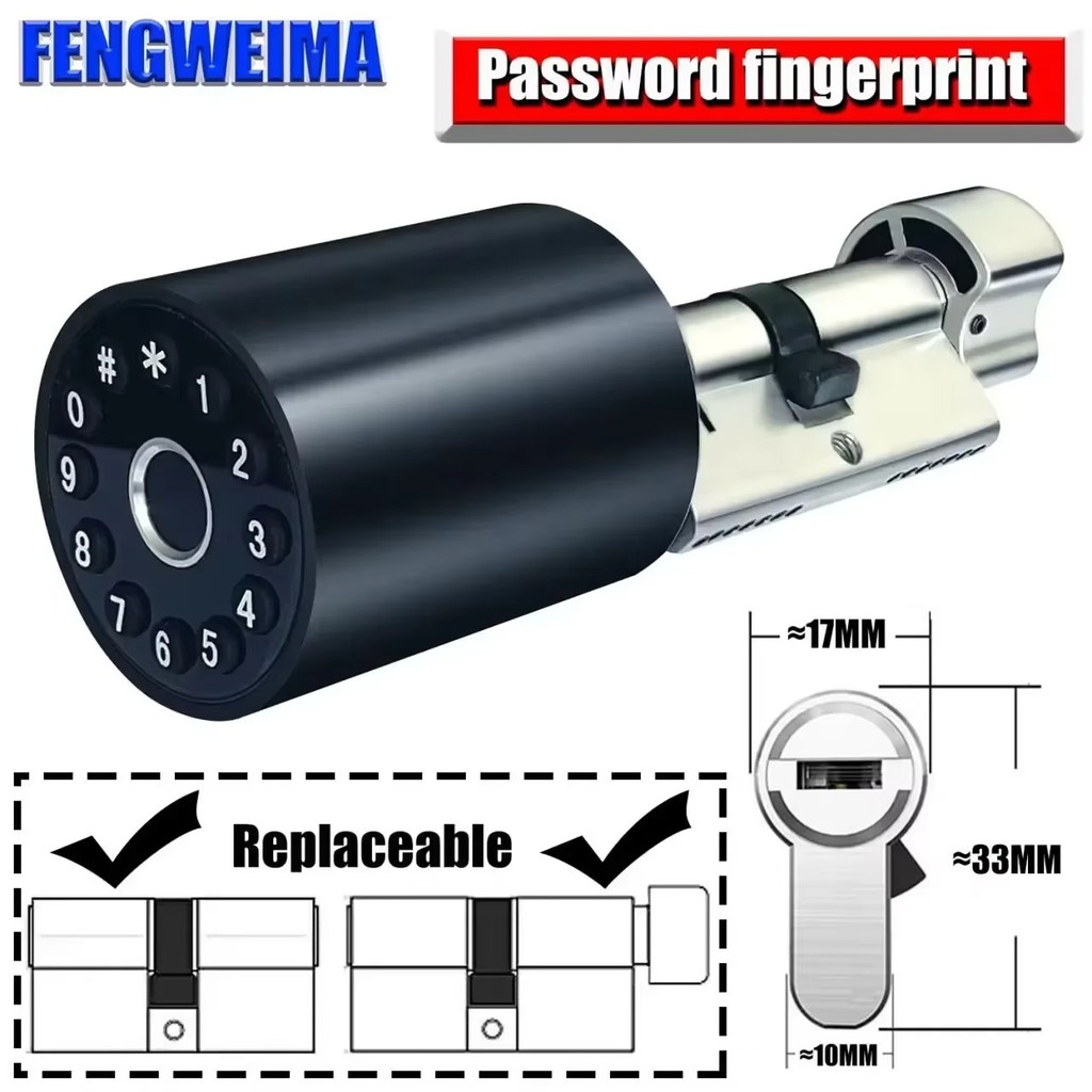 Variable Size Smart Door Lock Outdoor Door Lock Electronic Lock Tuya App Cylinder Door Password Lock