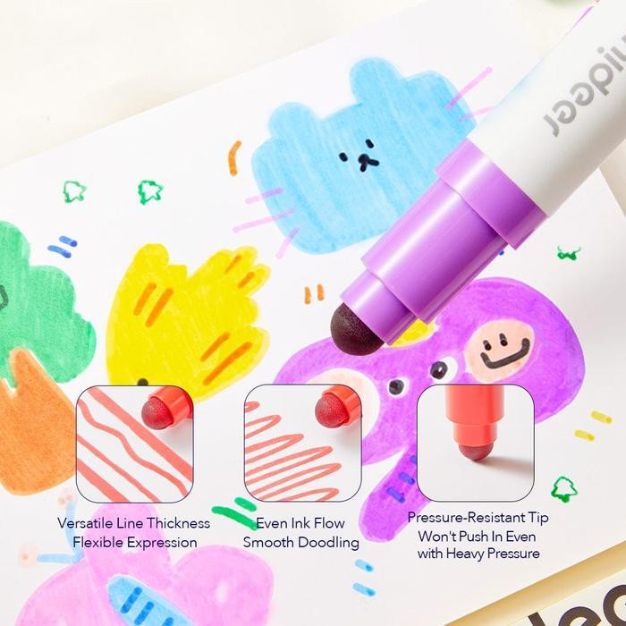 

MIDEER 6 PC ROUND TIP STAMPER WASHABLE MARKER 2 IN 1 SPIDOL DAN STAMP