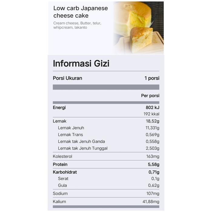 

BARANG TERLARIS low carb japanese cheese cake