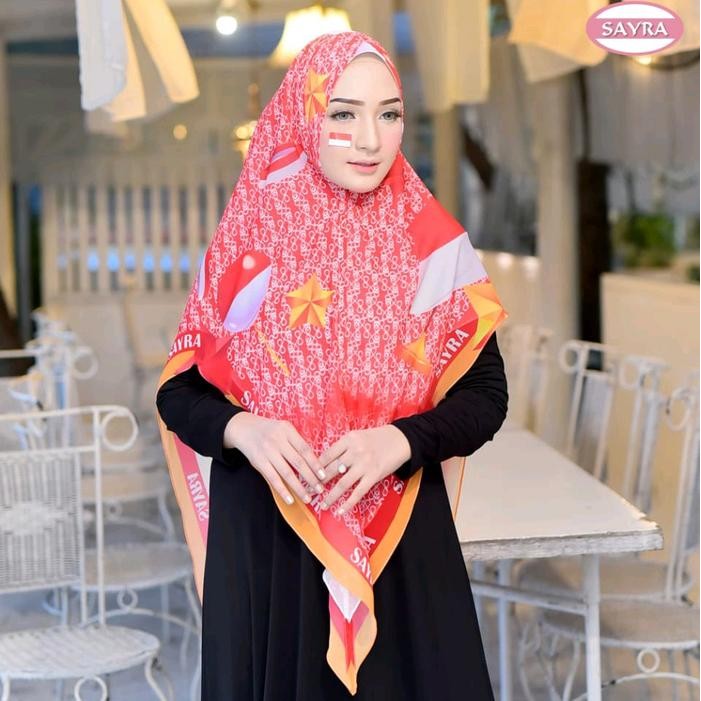Khimar Printing Kemerdekaan Prwmium Merah Putih dan Garuda Edisi Spesial 17 Agustus Ekslusif Ceruty