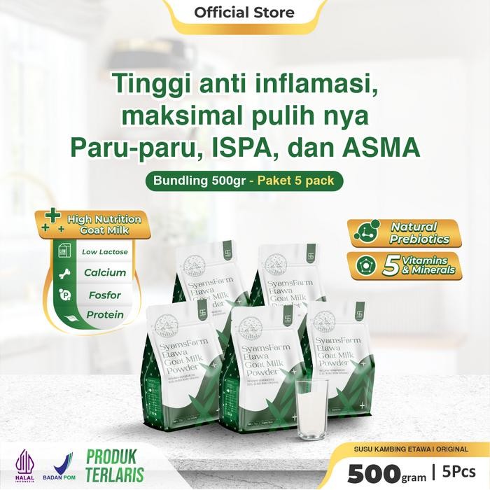 

Ternak Syams Susu - Paket Bundling 5 Pcs 500Gr Susu Kambing Etawa Bubuk Original