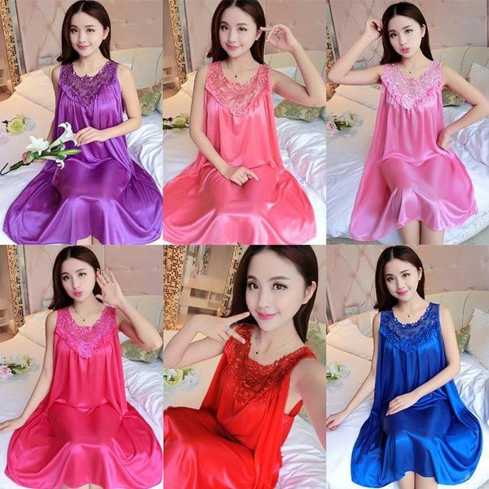 New [ Racun Lingerie ] Daster Baju Tidur Piyama Sleepwear Wanita Dewasa Jumbo Tanpa Lengan Deep