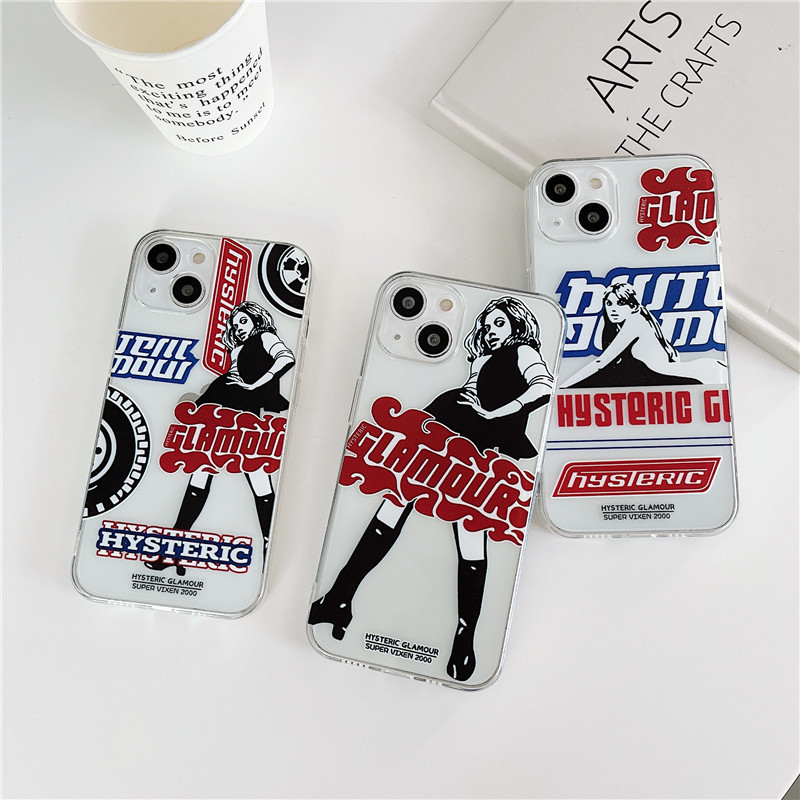 Japan Korea Clear Label Hysteric Glamour Girl Tags Soft Case For Iphone 15 14 13 12 11 Pro Max Xr X