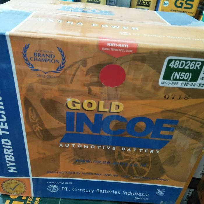 aki mobil n50 (50ah) incoe gold , untuk kijang, timor dll