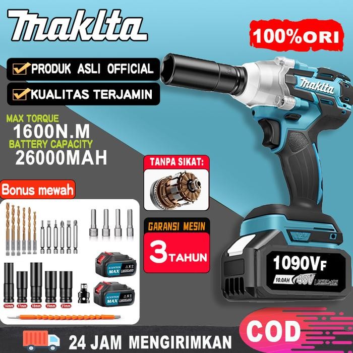 MAKITA Impact Wrench Mesin Bor Cordless Pembuka Baut Baterai 1090V/588V