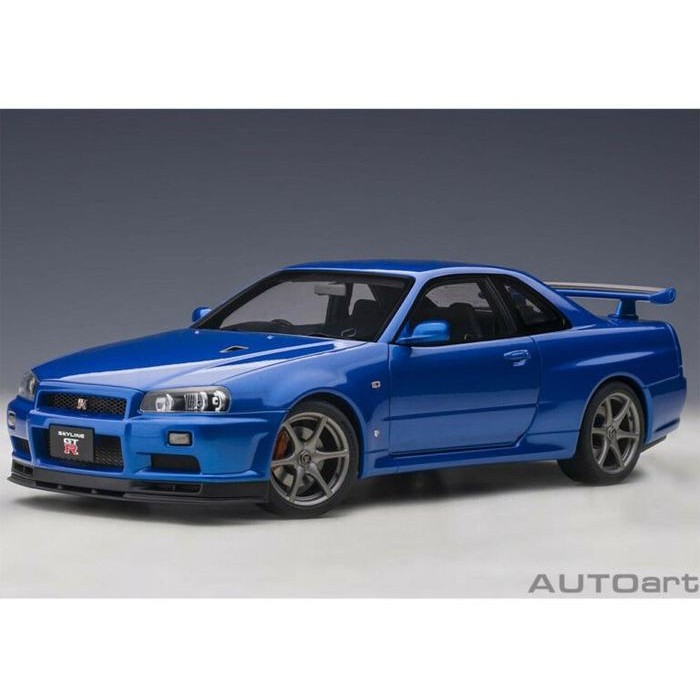 1/18 AUTOART NISSAN SKYLINE GTR R34 VSPEC BLUE DIECAST NOT R33 R35