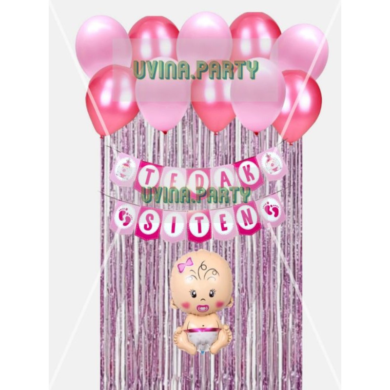 Glamourgemss Paket Dekorasi Tedak Siten Simple Free Lem Balon