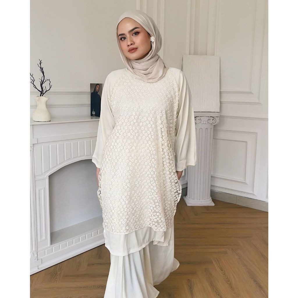 Za - Fiona - Tunik Satin Brukat Lebaran Kondangan