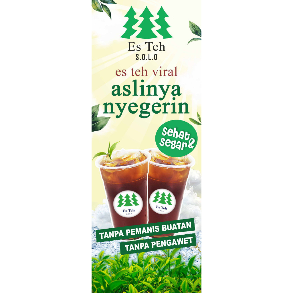 Glamourgemss Spanduk Banner Teh Poci Standing Baner Cetak Spanduk Jualan Es Teh Poci Teh Solo Jumbo