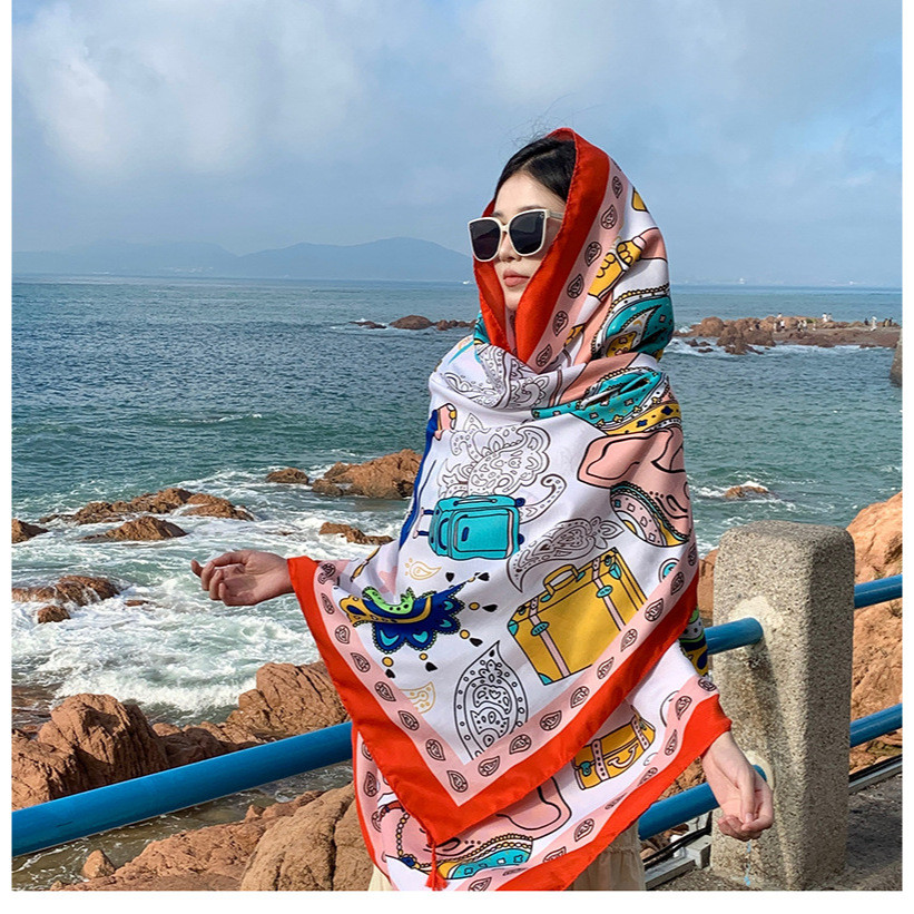 Glamourgemss Syal Motif Lebar / Scarf Cewek Unik / Hampers Natal Lebaran / Pashmina Motif Gajah