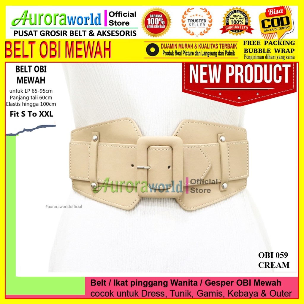 Glamourgemss Auroraworld Belt Obi Lebar Ikat Pinggang Karet Besar Fashion Wanita Korea Sabuk Kulit