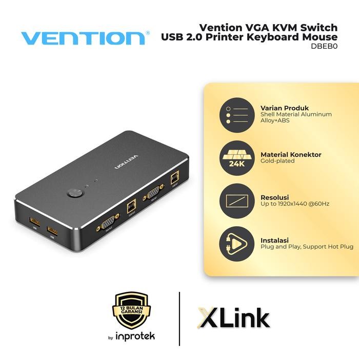 Terlaris Vention VGA KVM Switch USB 2.0 Printer Keyboard Mouse SALE
