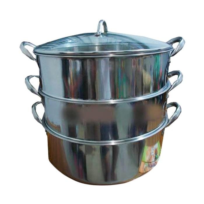 SUPRA Panci 36Cm Steamer Susun 3 Stainless Steel Tebal / Panci Kukusan