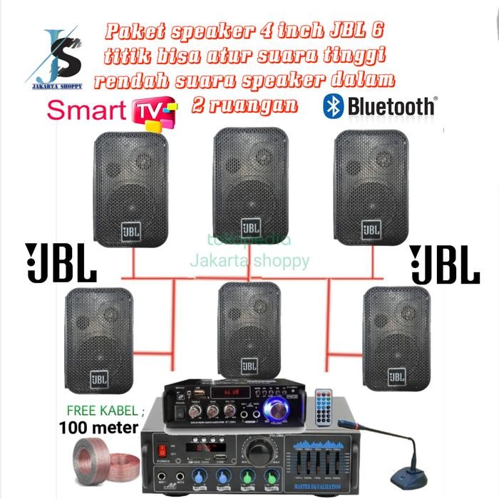 Paket speaker 4 inch JBL 6 titik bisa atur suara 2 ruangan